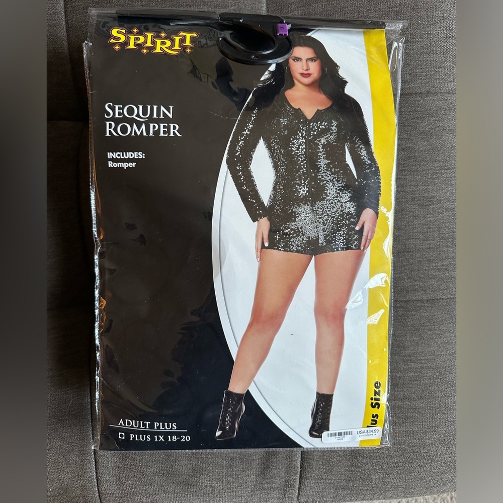 Halloween Sequin Black Romper - Plus size 1x 18-20